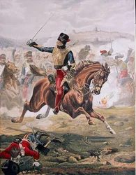 Lord Cardigan (1797-1868) führt den Angriff der Leichten Brigade in der Schlacht von Balaklawa am 25. Oktober 1854, 1884